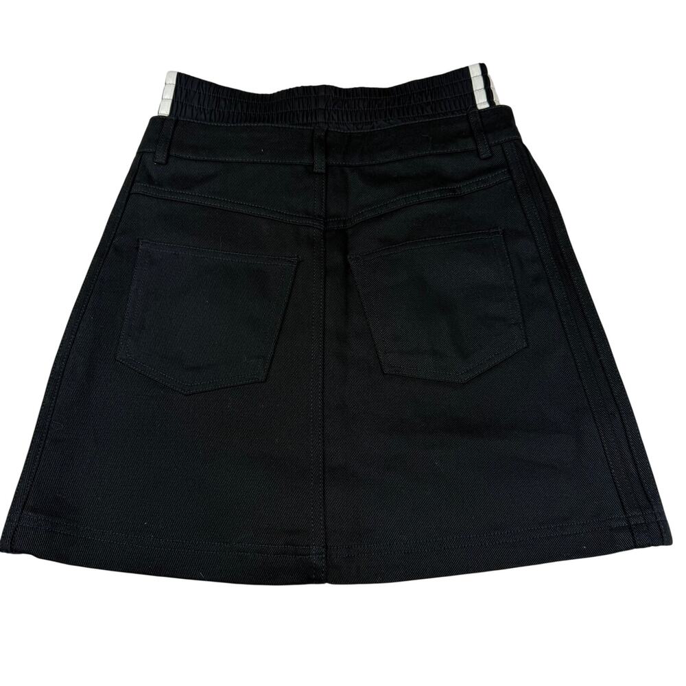 Adidas Firebird Denim Mini Skirt Black Size 2 - Picture 2 of 6